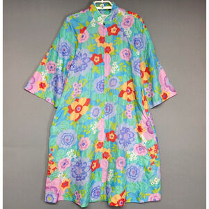 Vintage Stella Fagin Robe Womens Petite Multicolor Floral Quilted 6013 70s USA